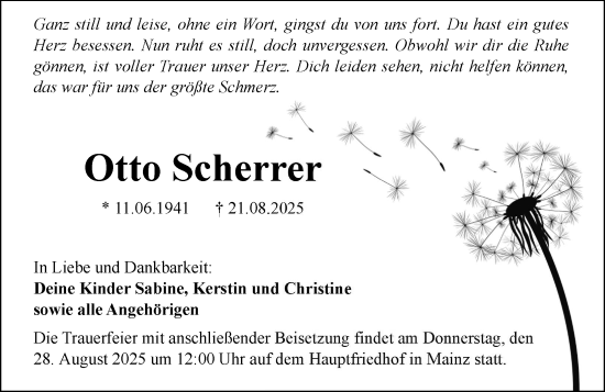 Traueranzeige von Otto Scherrer von Allgemeine Zeitung Mainz