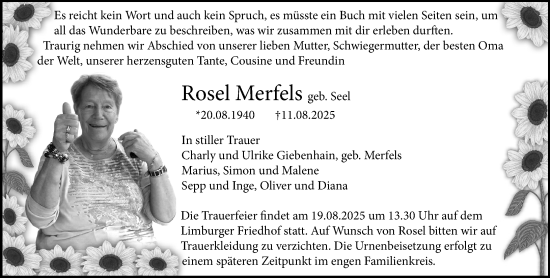 Traueranzeige von Rosel Merfels von Nassauische Neue Presse