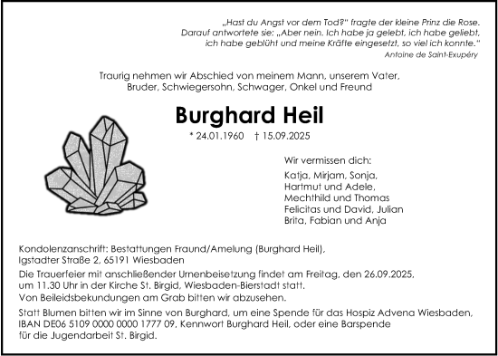 Traueranzeige von Burghard Heil von Wiesbadener Kurier