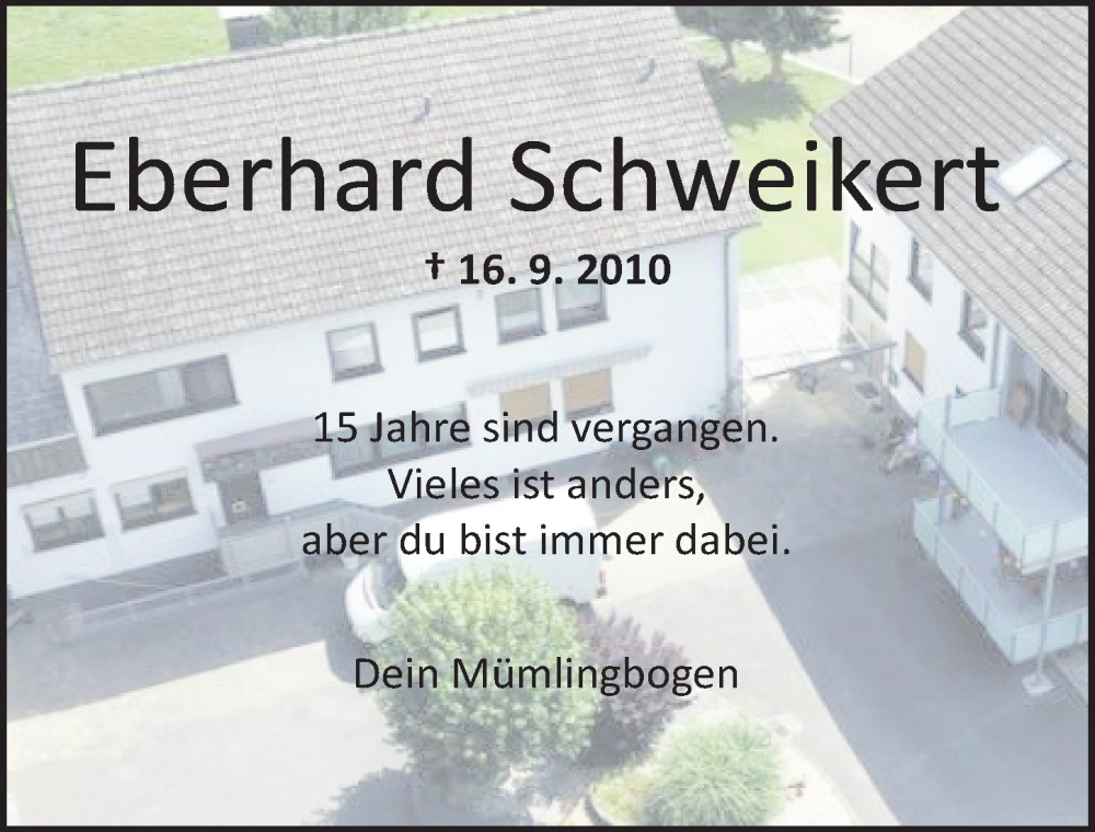  Traueranzeige für Eberhard Schweikert vom 16.09.2025 aus Odenwälder Echo
