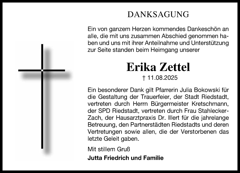 Traueranzeige für Erika Zettel vom 06.09.2025 aus Groß-Gerauer Echo