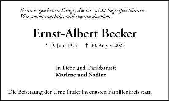 Traueranzeige von Ernst-Albert Becker von Wormser Zeitung