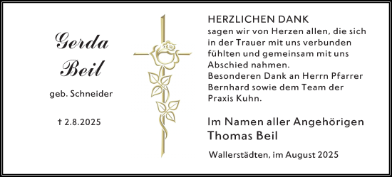 Traueranzeige von Gerda Beil von Groß-Gerauer Echo