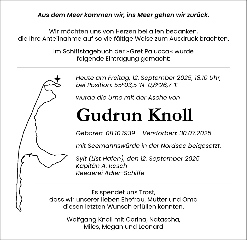  Traueranzeige für Gudrun Knoll vom 27.09.2025 aus Wiesbadener Kurier
