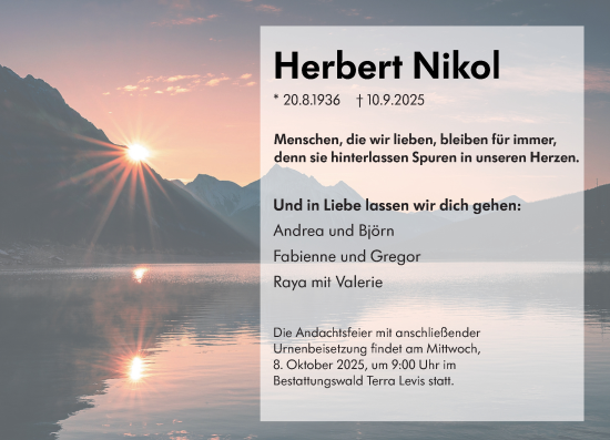 Traueranzeige von Herbert Nikol von Wiesbadener Kurier