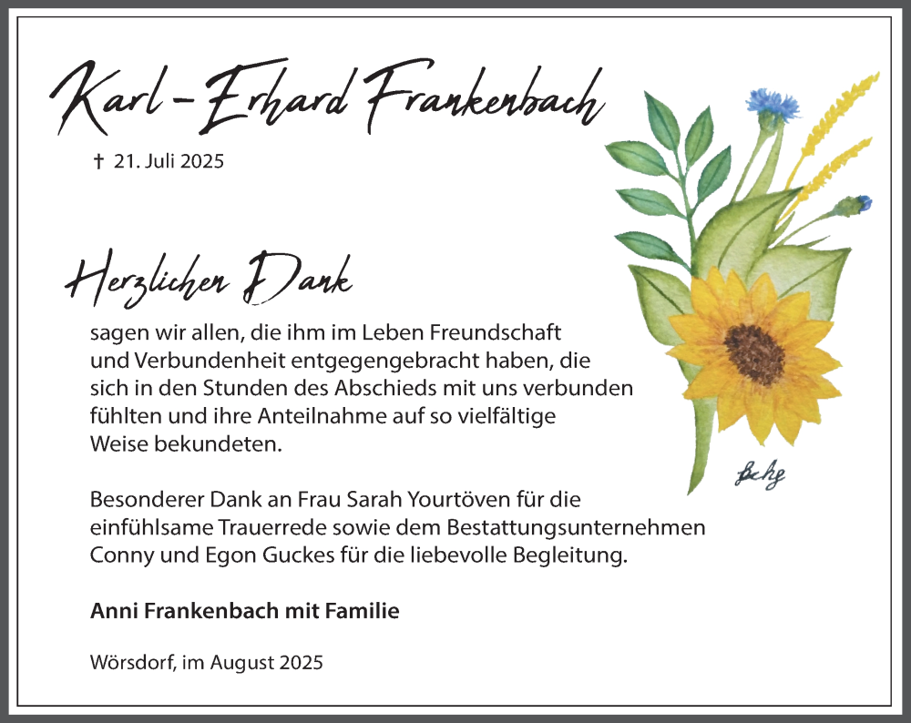  Traueranzeige für Karl-Erhard Frankenbach vom 30.08.2025 aus Idsteiner Land/Untertaunus