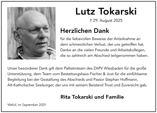 Traueranzeige von Lutz Tokarski von Wiesbadener Kurier