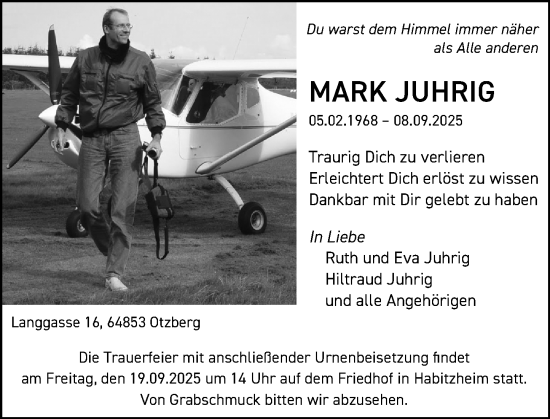 Traueranzeige von Mark Juhrig von Darmstädter Echo
