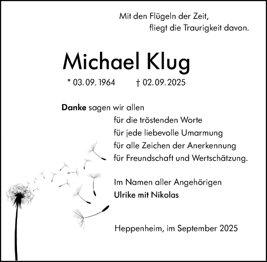 Traueranzeige von Michael Klug von Starkenburger Echo