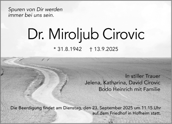 Traueranzeige von Miroljub Cirovic von Starkenburger Echo