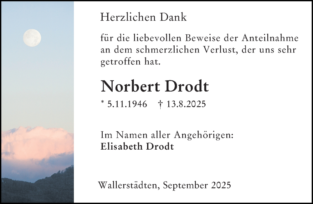  Traueranzeige für Norbert Drodt vom 06.09.2025 aus Groß-Gerauer Echo