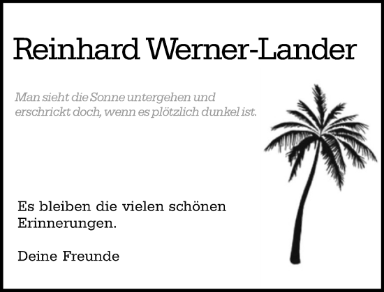 Traueranzeige von Reinhard Werner-Lander von Darmstädter Echo