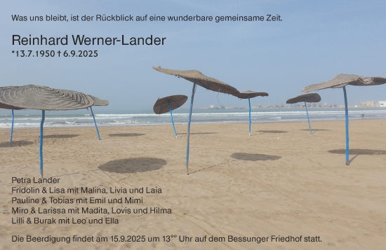 Traueranzeige von Reinhard Werner-Lander von Darmstädter Echo