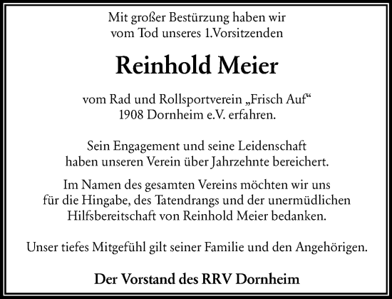 Traueranzeige von Reinhold Meier von Groß-Gerauer Echo