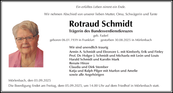 Traueranzeige von Rotraud Schmidt von Starkenburger Echo