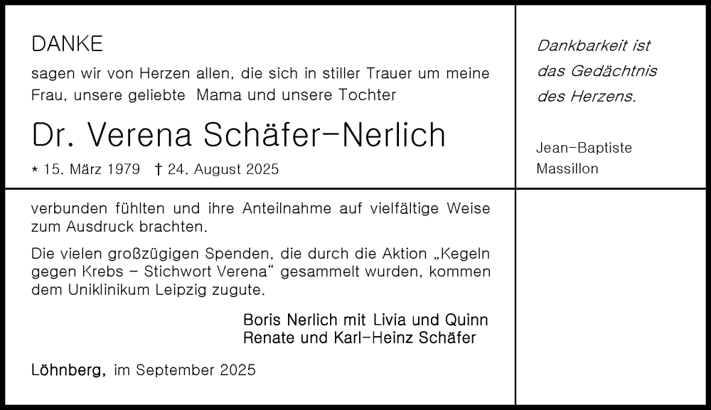  Traueranzeige für Verena Schäfer-Nerlich vom 27.09.2025 aus Weilburger Tageblatt