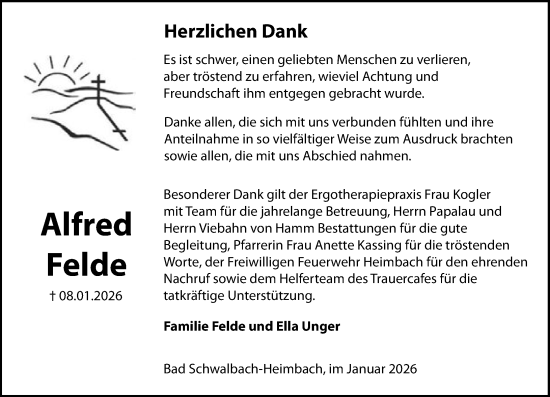 Traueranzeige von Alfred Felde von Rheingau-Taunus-Kreis Wochenblatt
