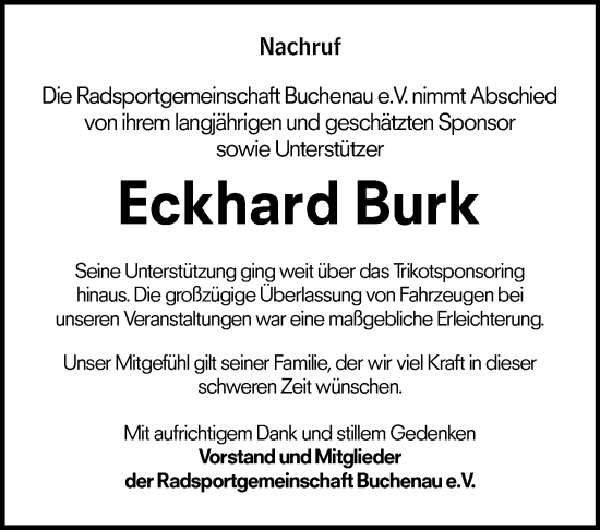 Traueranzeige von Eckhard Burk von Hinterländer Anzeiger