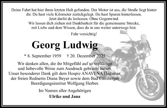 Traueranzeige von Georg Ludwig von Camberger Anzeiger