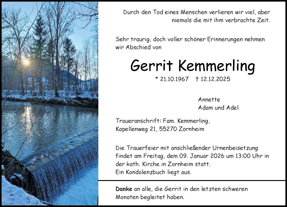  Traueranzeige für Gerrit Kemmerling vom 03.01.2026 aus Allgemeine Zeitung Mainz