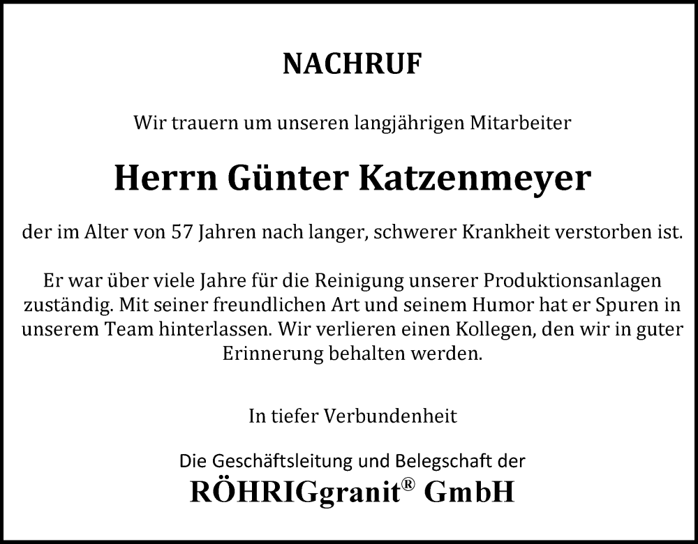  Traueranzeige für Günter Katzenmeyer vom 24.01.2026 aus Bergsträßer Anzeiger