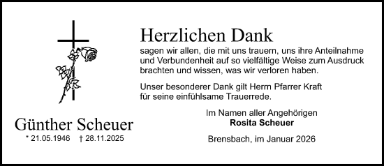 Traueranzeige von Günther Scheuer von Odenwälder Echo