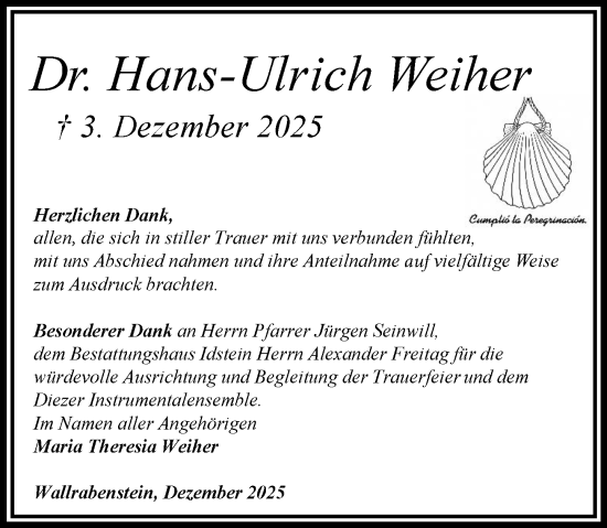 Traueranzeige von Hans-Ulrich Weiher von Idsteiner Land/Untertaunus