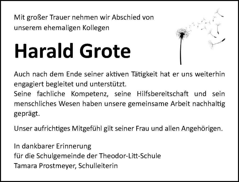  Traueranzeige für Harald Grote vom 17.01.2026 aus Odenwälder Echo