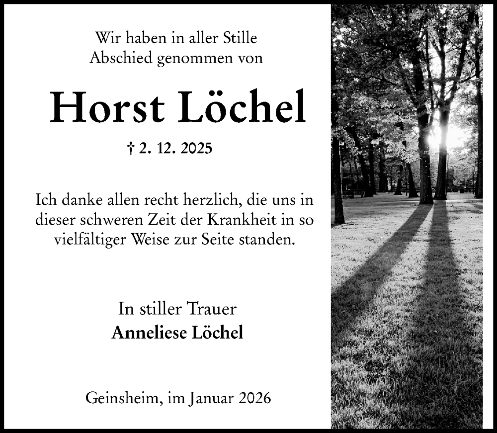  Traueranzeige für Horst Löchel vom 24.01.2026 aus Groß-Gerauer Echo