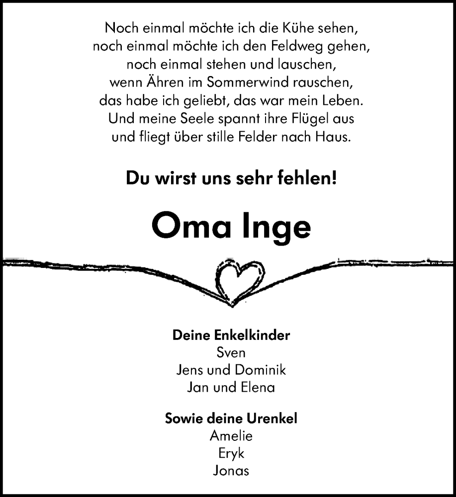  Traueranzeige für Ingeborg Kaffenberger vom 10.01.2026 aus Odenwälder Echo