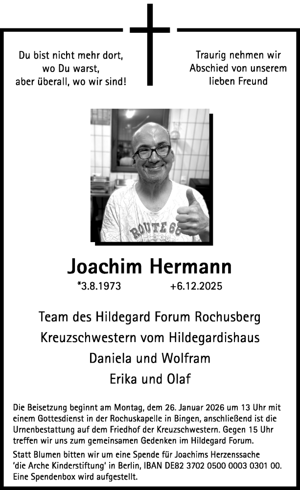  Traueranzeige für Joachim Hermann vom 21.01.2026 aus Allgemeine Zeitung Rheinhessen-Nahe