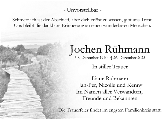 Traueranzeige von Jochen Rühmann von Wiesbadener Kurier