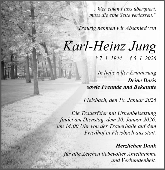 Traueranzeige von Karl-Heinz Jung von Dill Block