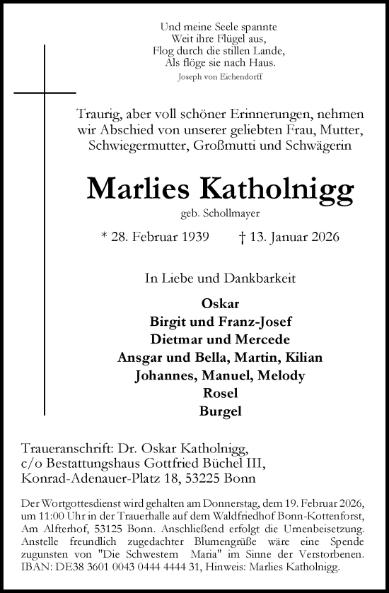 Traueranzeige von Marlies Katholnigg von Nassauische Neue Presse
