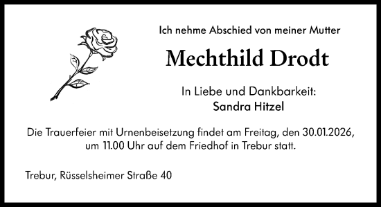 Traueranzeige von Mechthild Drodt von Rüsselsheimer Echo