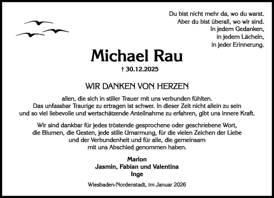 Traueranzeige von Michael Rau von Wiesbadener Kurier