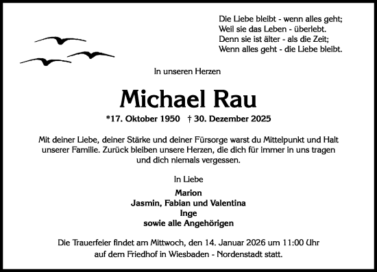 Traueranzeige von Michael Rau von Wiesbadener Kurier