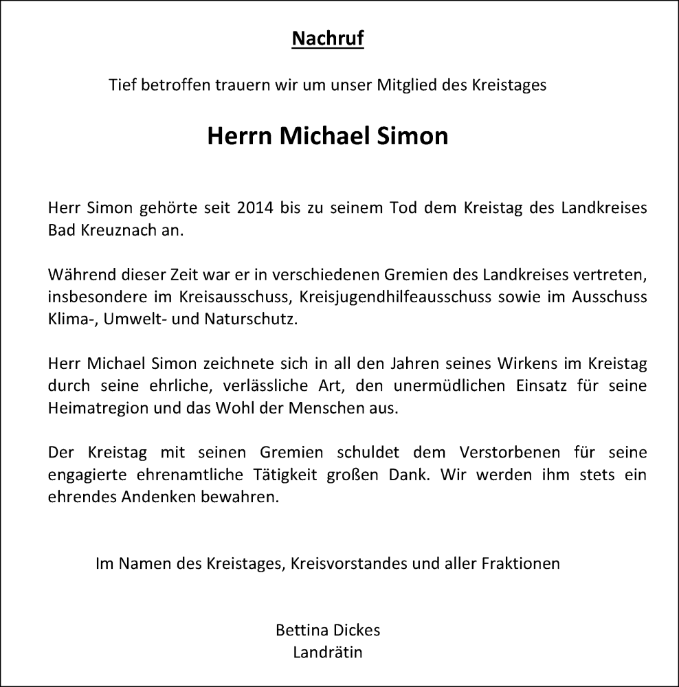  Traueranzeige für Michael Simon vom 10.01.2026 aus Allgemeine Zeitung Rheinhessen-Nahe