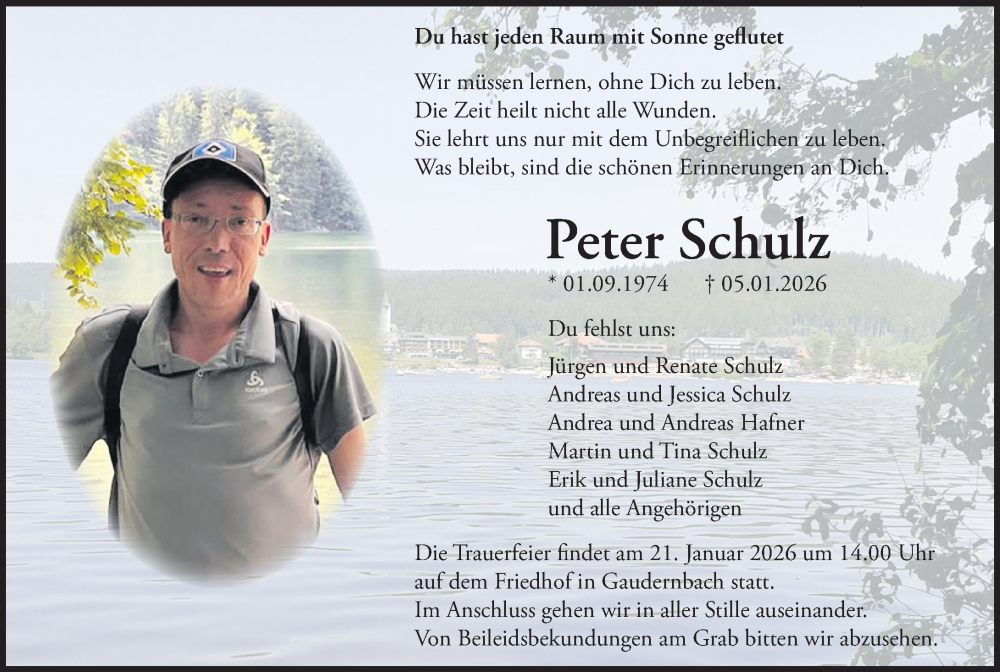  Traueranzeige für Peter Schulz vom 17.01.2026 aus Weilburger Tageblatt