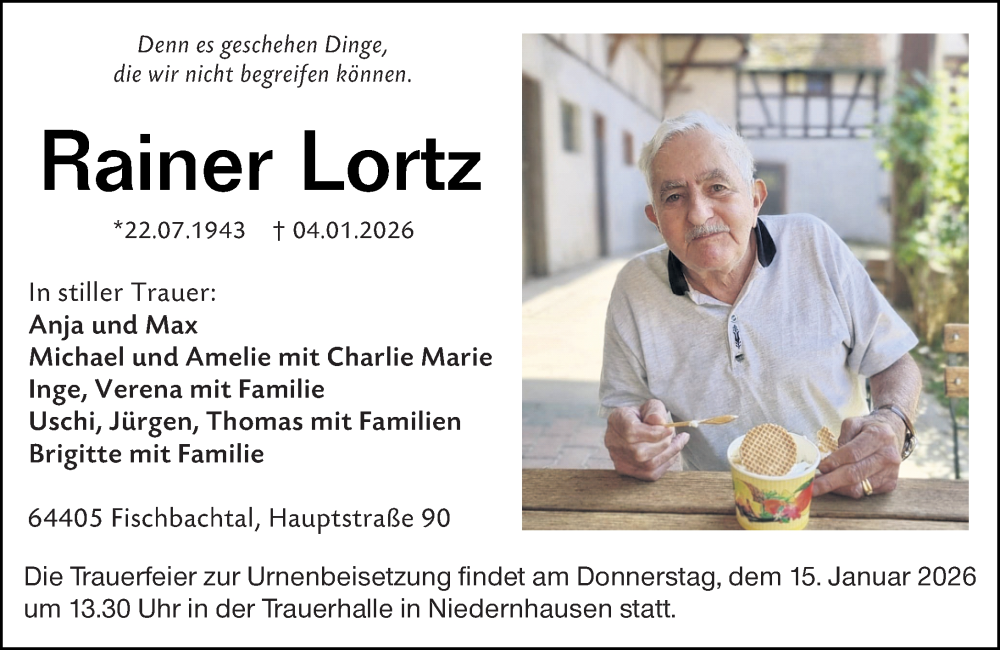  Traueranzeige für Rainer Lortz vom 10.01.2026 aus Darmstädter Echo