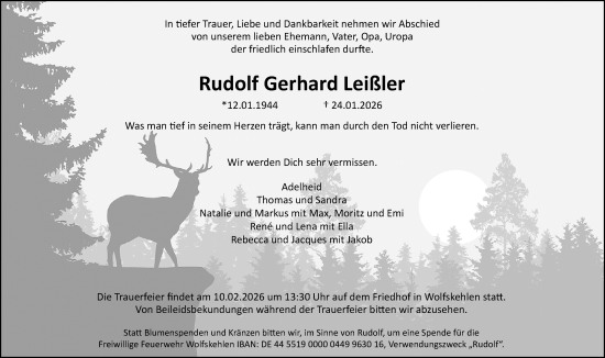 Traueranzeige von Rudolf Gerhard Leißler von Groß-Gerauer Echo