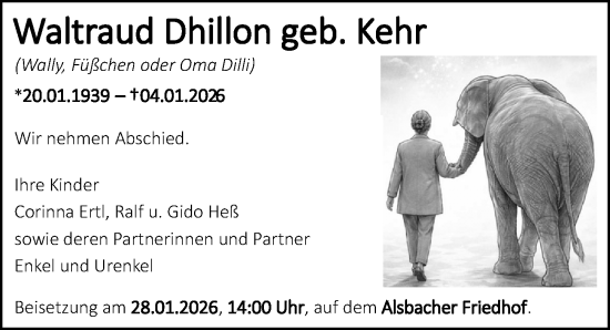 Traueranzeige von Waltraud Dhillon von Darmstädter Echo