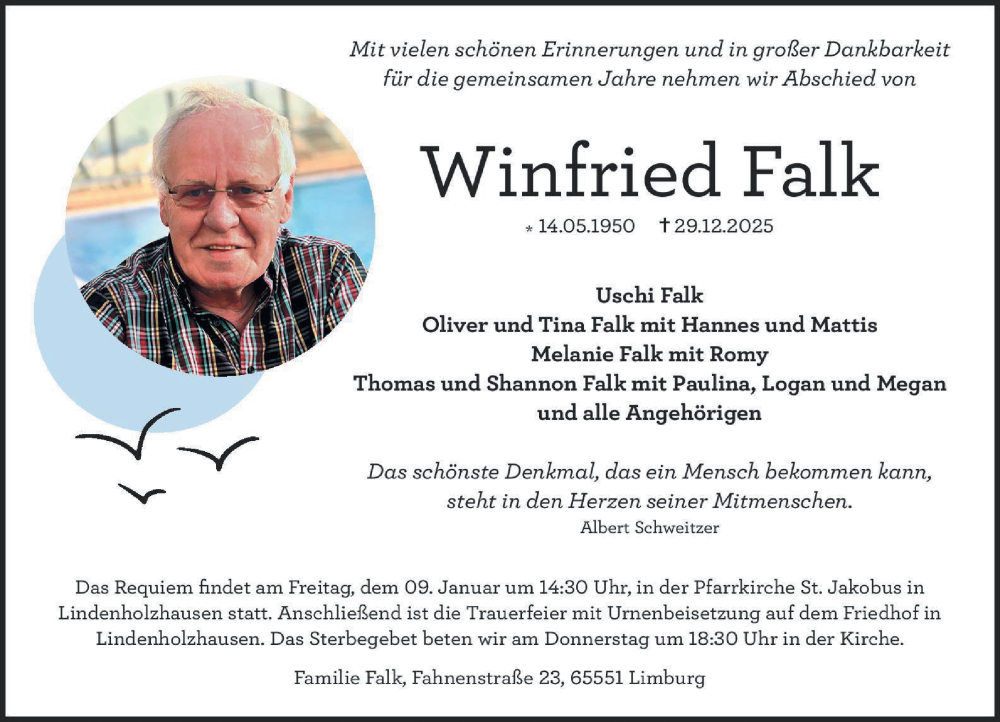  Traueranzeige für Winfried Falk vom 03.01.2026 aus Nassauische Neue Presse