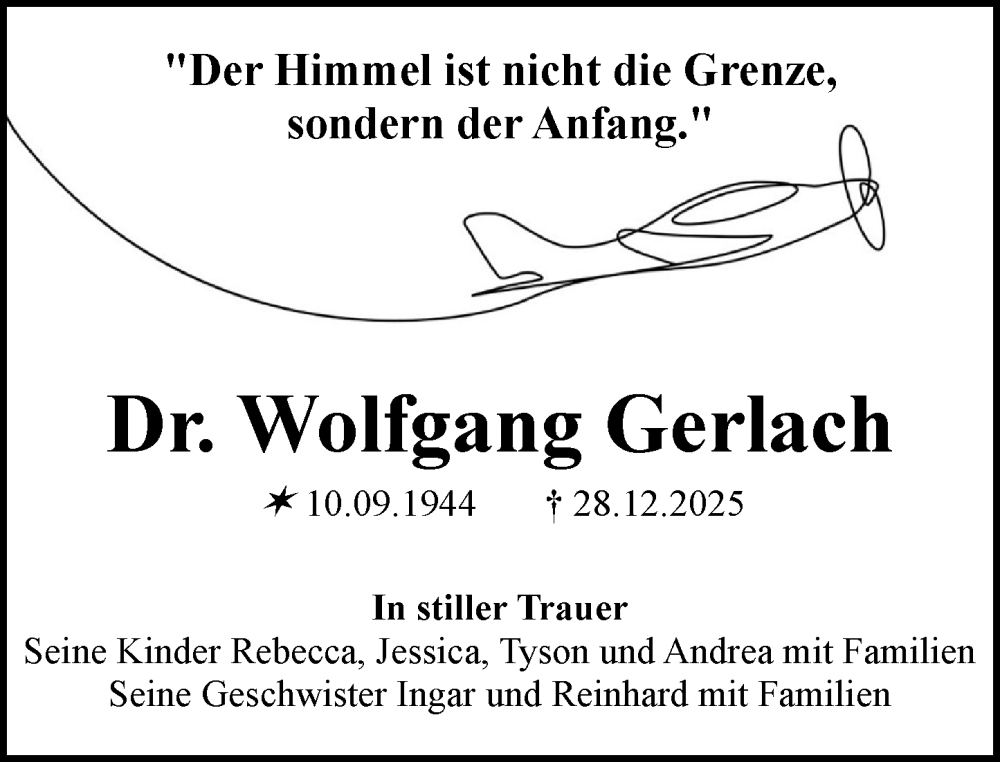  Traueranzeige für Wolfgang Gerlach vom 08.01.2026 aus Camberger Anzeiger