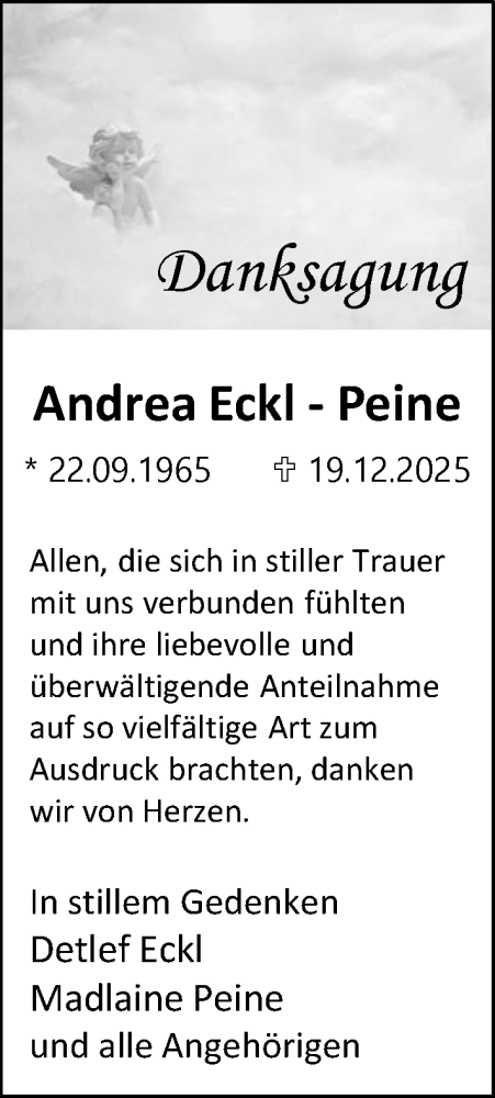Traueranzeige von Andrea Eckl-Peine von Wiesbadener Kurier