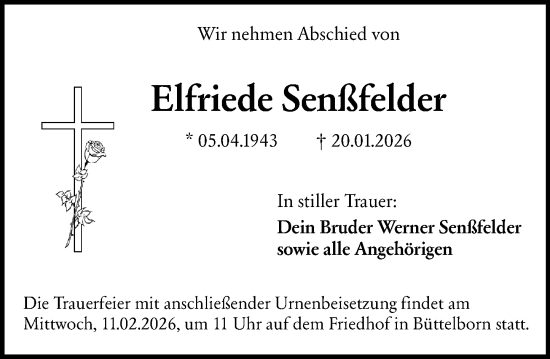 Traueranzeige von Elfriede Senßfelder von Groß-Gerauer Echo