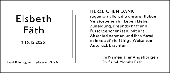 Traueranzeige von Elsbeth Fäth von Odenwälder Echo