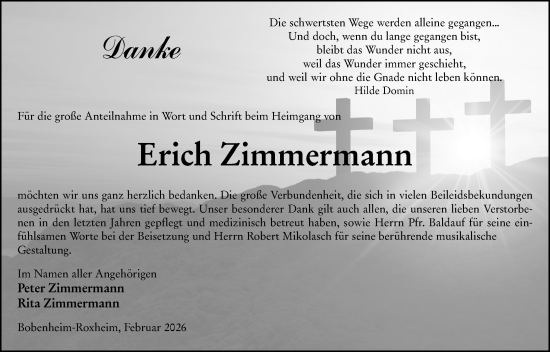 Traueranzeige von Erich Zimmermann von Wormser Zeitung