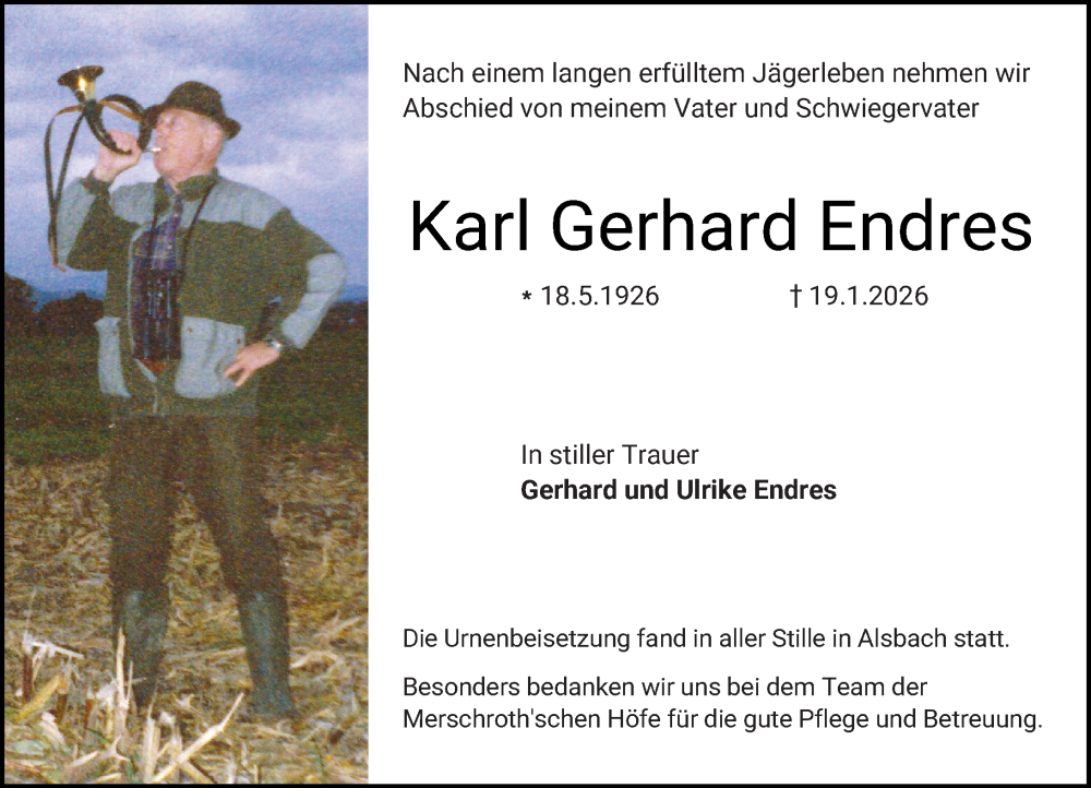  Traueranzeige für Karl Gerhard Endres vom 07.02.2026 aus Darmstädter Echo