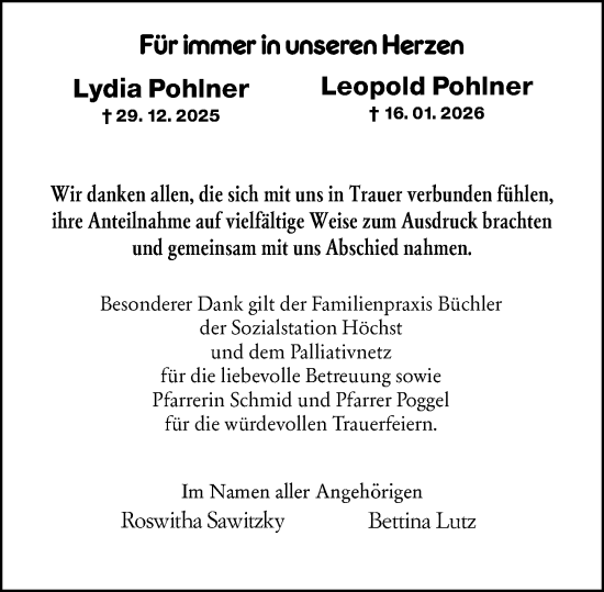 Traueranzeige von Leopold Pohlner von Odenwälder Echo